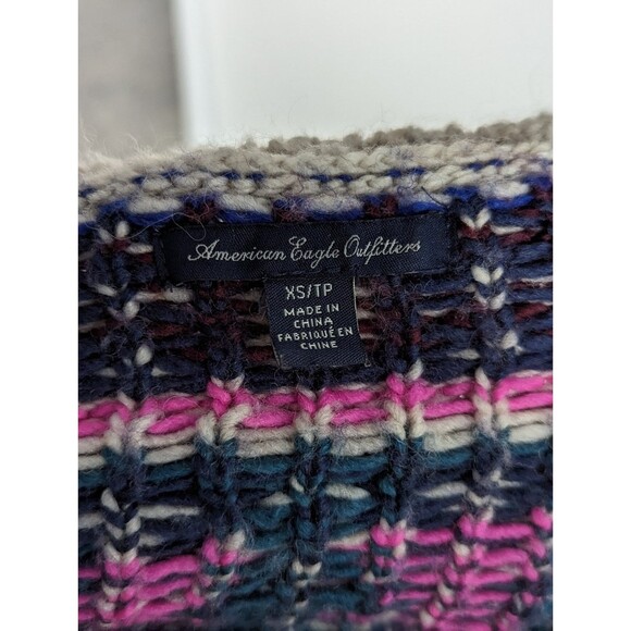 AE XS Cream/Tan with Multicolor Fair Isle Pattern Wool Blend Sweater - Picture 6 of 6